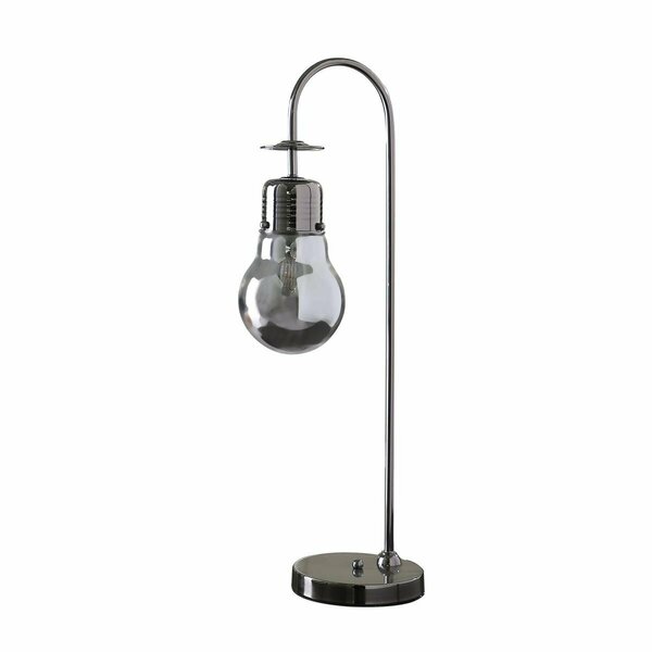 Cling 29 in. Adan Edison Restorative Glass LED Downbridge Metal Table Lamp, Black Chrome CL1854466